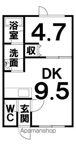 スペースB(1DK/2階)の間取り写真