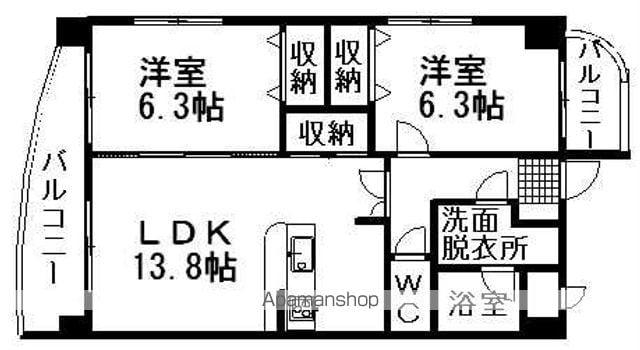 ブライムマンションはなみずき(2LDK/4階)の間取り写真