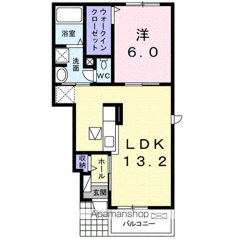 パレス 来夢来人B(1LDK/1階)の間取り写真