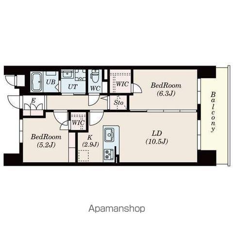 S-RESIDENCE茶屋ヶ坂イースト(2LDK/10階)の間取り写真
