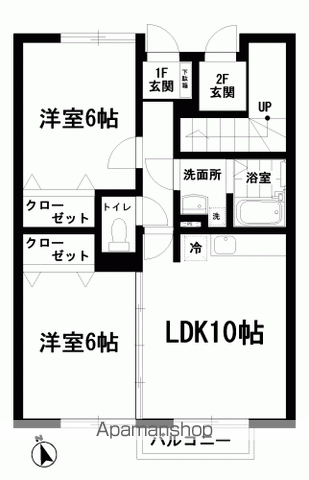 トパーズガーデン(2LDK/1階)の間取り写真