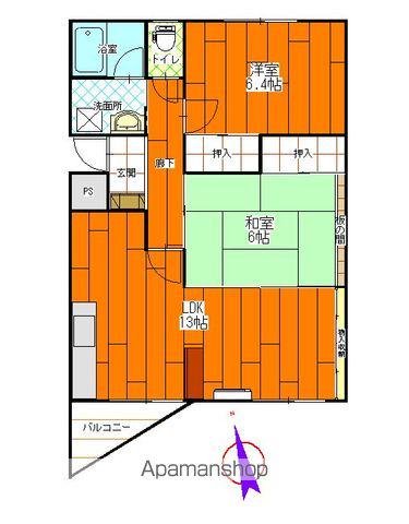 依田ハイツC(2LDK/1階)の間取り写真