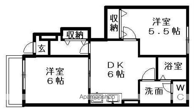 南福島コーポラスⅢ(2DK/1階)の間取り写真