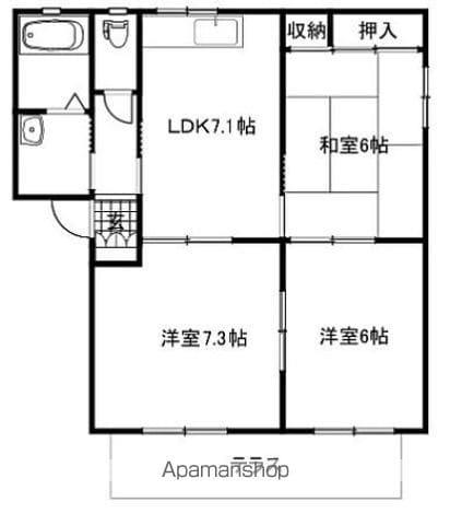 ベルソーⅡ番館(3DK/1階)の間取り写真