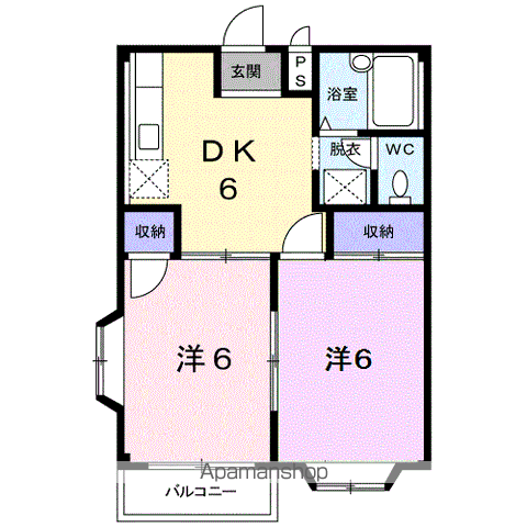 エルディムパーク(2DK/2階)の間取り写真