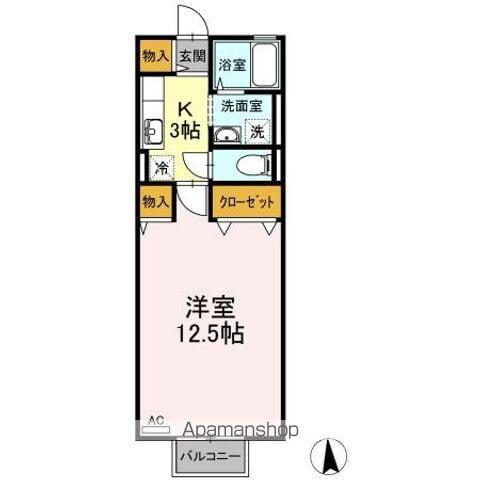 ラ フォルツァ(1K/2階)の間取り写真