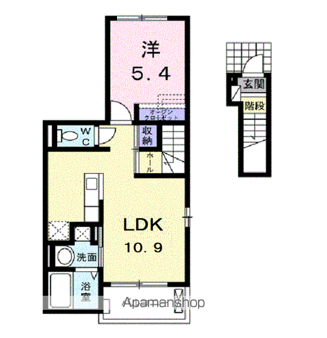 ライトスプリングB(1LDK/2階)の間取り写真