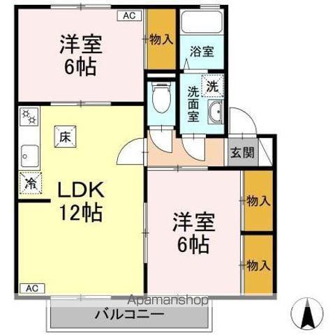 ベイサージュ・22C棟(2LDK/1階)の間取り写真