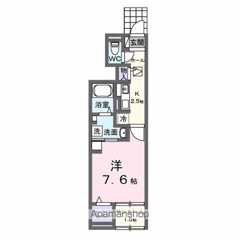 シエロガーデン高知(1K/1階)の間取り写真