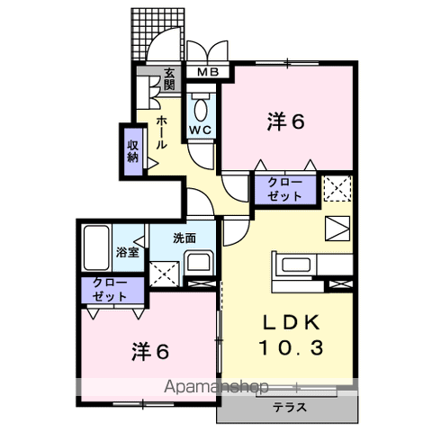 レットル・ダムールⅢ(2LDK/1階)の間取り写真