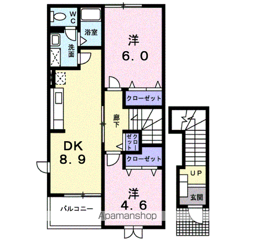 オアゾ芦水館A(2DK/2階)の間取り写真