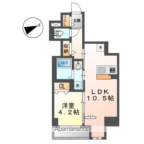 THE BLOSSOM 新栄(1LDK/2階)の間取り写真