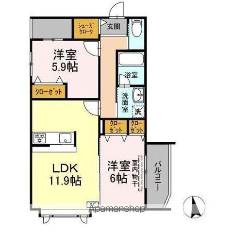 SKY ONE(2LDK/4階)の間取り写真