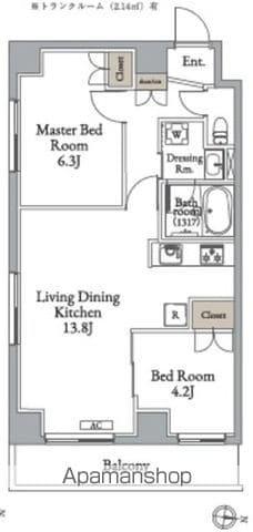 メトロステージ亀有(2LDK/2階)の間取り写真
