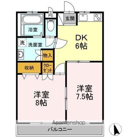 リバティ・ビレッジ(2DK/1階)の間取り写真