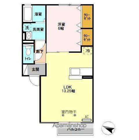 ノクターン(1LDK/1階)の間取り写真