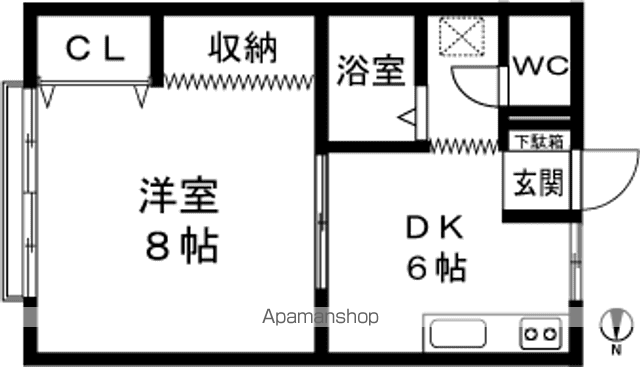 ハイツすみれ(1DK/2階)の間取り写真
