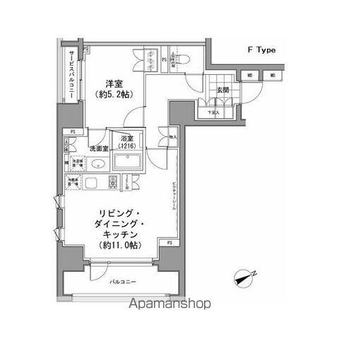 パークハビオ八丁堀(1LDK/6階)の間取り写真