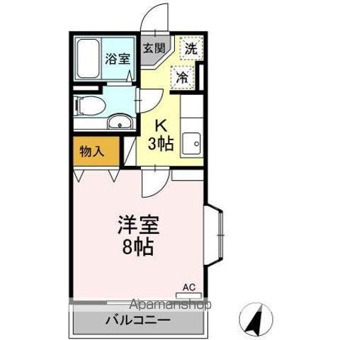 エスポアール長命(1K/2階)の間取り写真