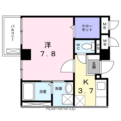 ライゼイヅミヤⅠ(1K/2階)の間取り写真