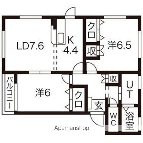 パークサイドクオーレⅠ(2LDK/1階)の間取り写真