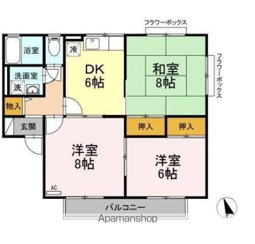 ドリームレジデンス氷鉋B棟(3DK/2階)の間取り写真