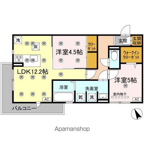 予讃線 今治駅 徒歩22分 3階建 築1年(2LDK/1階)の間取り写真