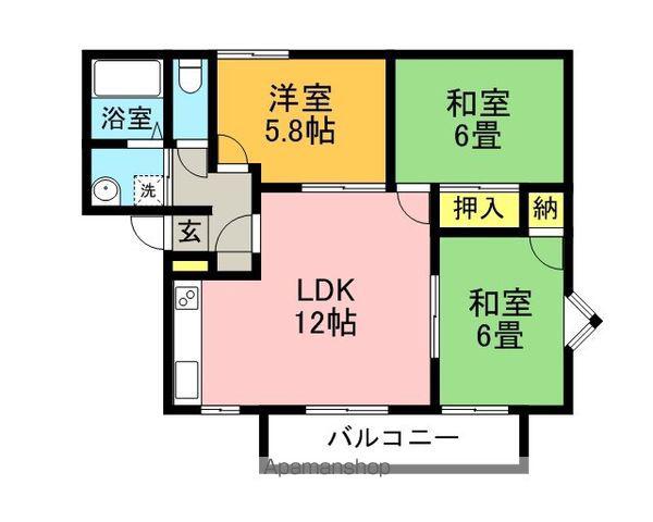 ディアスK(3LDK/1階)の間取り写真
