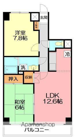 シャルマンエル(2LDK/4階)の間取り写真