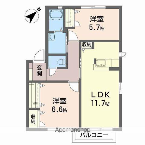 セフィラハイツⅡB棟(2LDK/1階)の間取り写真