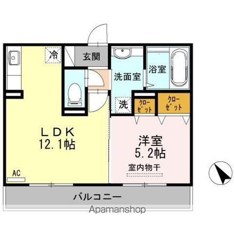 ライジングサンⅢ(1LDK/3階)の間取り写真