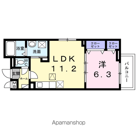 エルグ3(1LDK/1階)の間取り写真