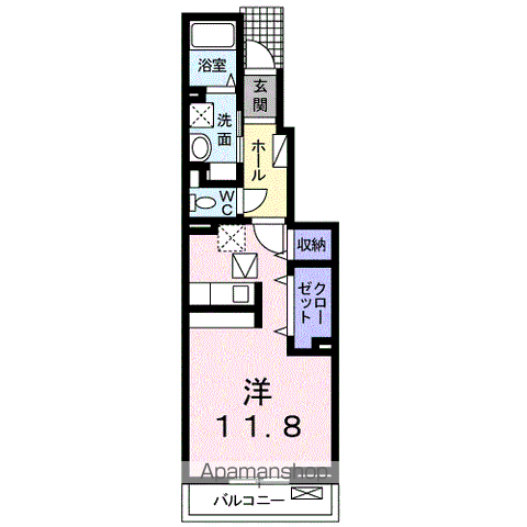 ソレイュ・メゾンⅠ(1K/1階)の間取り写真