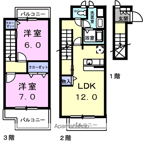 メイポールけやきB(2LDK/2階)の間取り写真