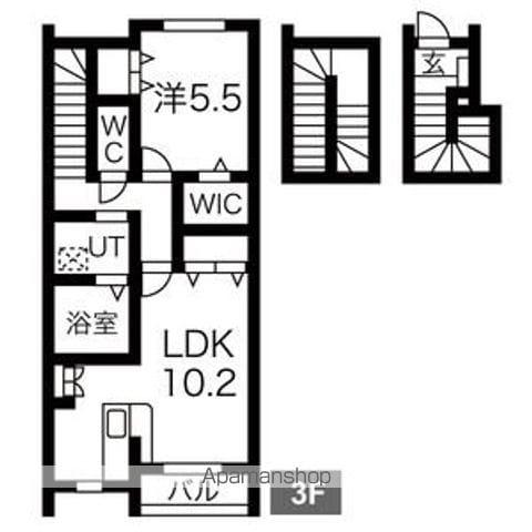 LA VIE BELLⅡ棟(1LDK/3階)の間取り写真