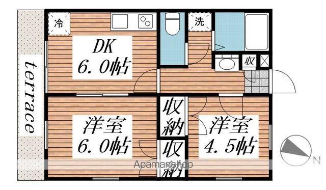 サニーヴィラⅡ(2DK/1階)の間取り写真