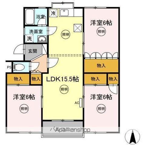 第3メールブルー(3LDK/1階)の間取り写真