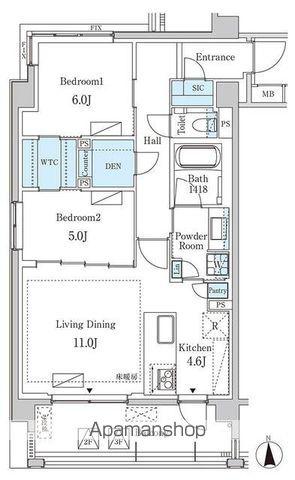 グランドゥールプレミアム代々木大山(2LDK/3階)の間取り写真