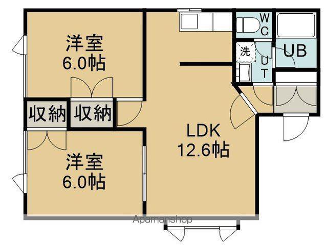 ヴィラコート七重浜(2LDK/2階)の間取り写真