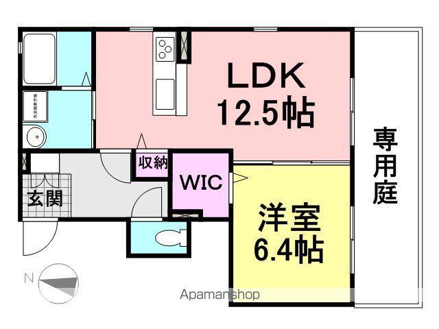 ウエスト SIDE (1LDK/1階)の間取り写真