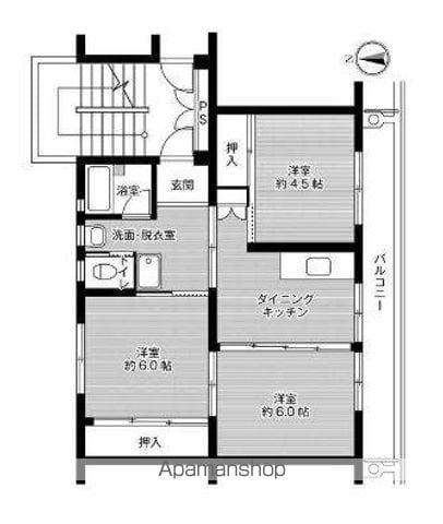 ビレッジハウス志度1号棟(3DK/2階)の間取り写真