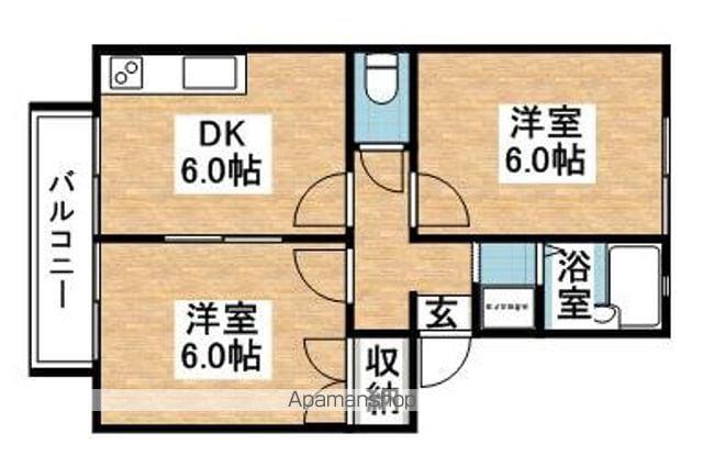ヒルトップ粕屋Ⅱ(2DK/1階)の間取り写真