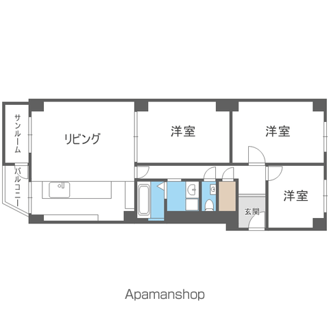 札幌パークマンション(3LDK/3階)の間取り写真