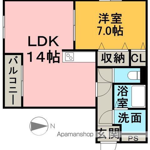 ハートフルマンション(1LDK/2階)の間取り写真