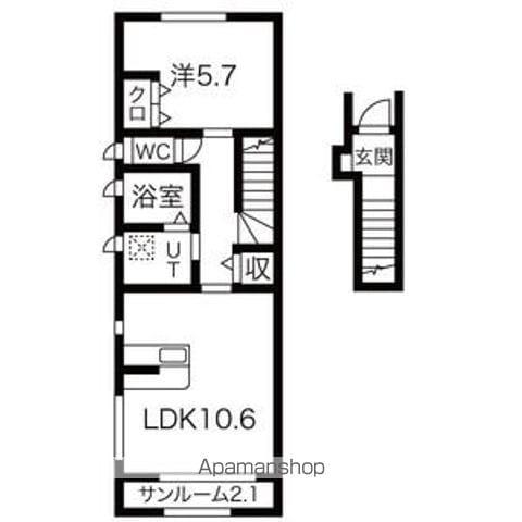 クレール アヴェニール(1LDK/2階)の間取り写真