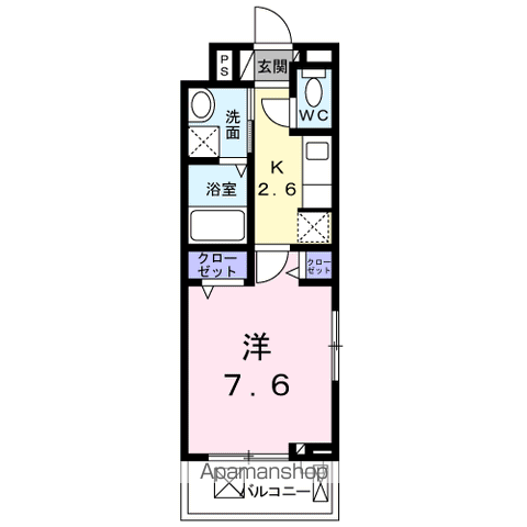 アリエッタ福室M(1K/3階)の間取り写真