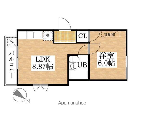 キャッスル上小田井(1LDK/4階)の間取り写真