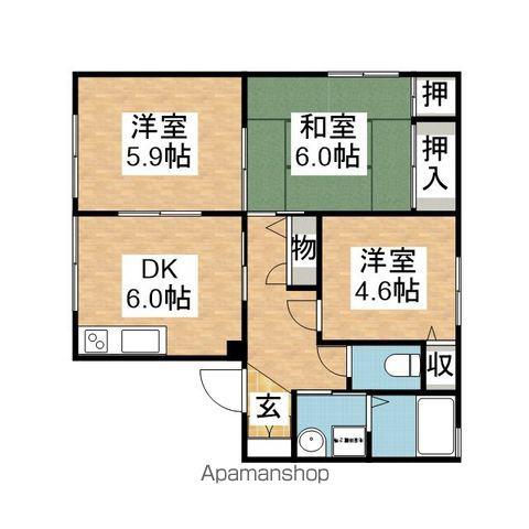 フォレストビューハルダA・B・C(3DK/1階)の間取り写真