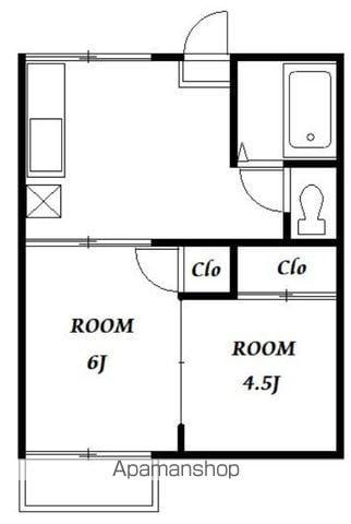 サニーコーポ(2K/2階)の間取り写真