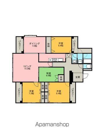 ロイヤルパレス上杉(4LDK/6階)の間取り写真